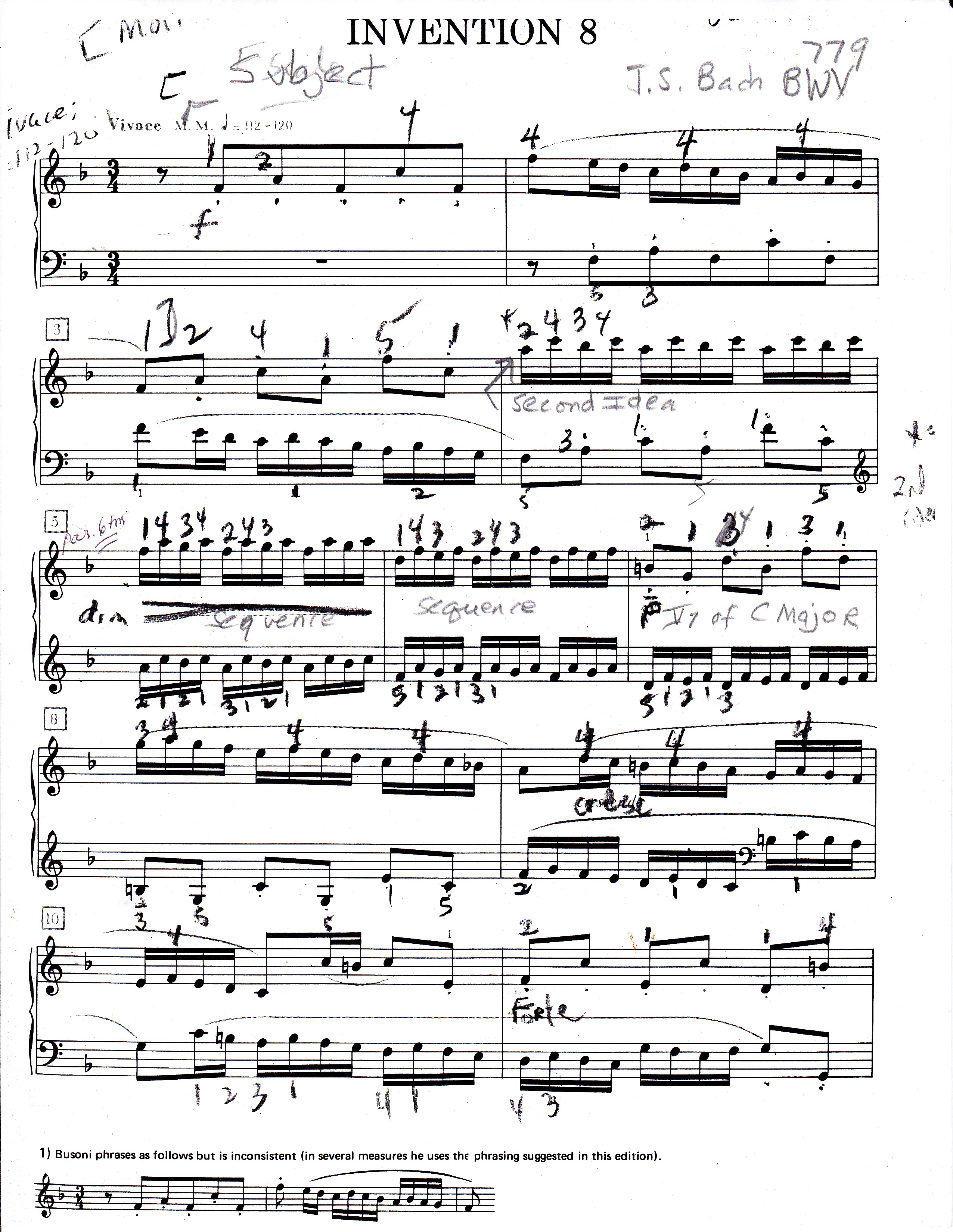 Piano Instruction: J.S. Bach Invention no. 8 in F, BWV 779, using