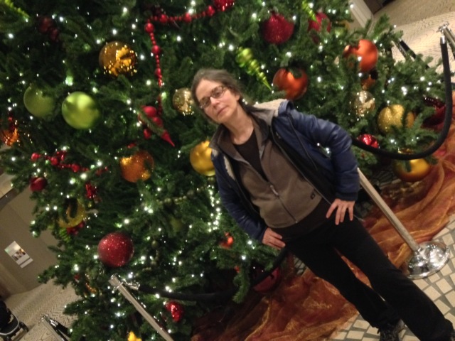 me in front of Christmas tree